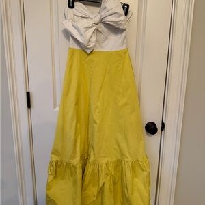 Hutch Yellow and White Maxi Skirt with Bow Waist